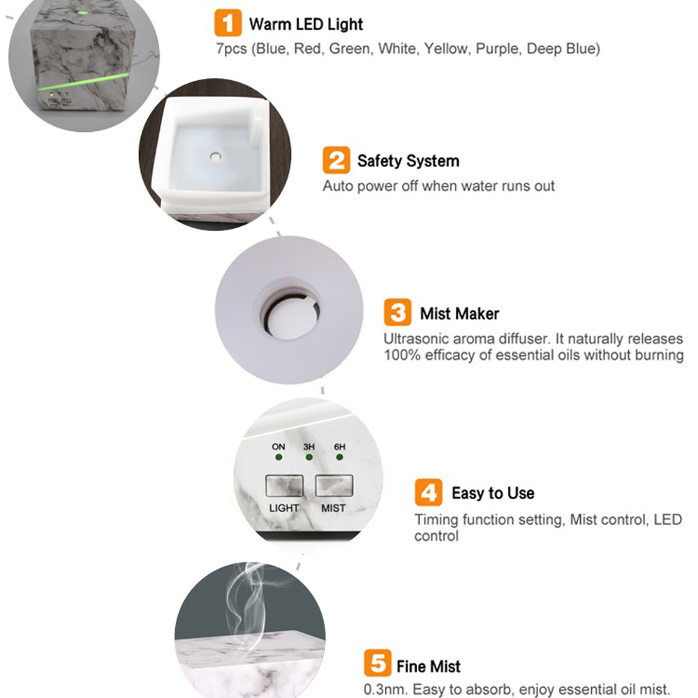 300ml Ultrasonic Home Fragrance Mist Humidifier mable grain Electric Aroma Diffuser