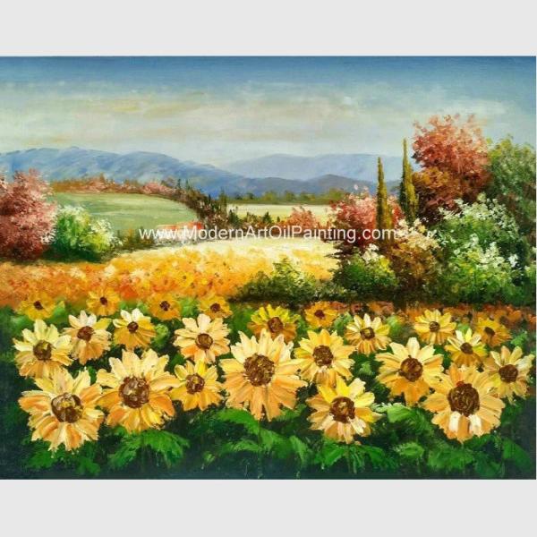 Buy cheap Custom Palette Knife Sunflowers Oil Painting, Decorative Hand Painted Art on Canvas from wholesalers