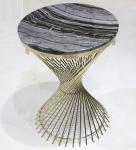 Round Stone top polished chrome finish metal frame coffee table for hotel