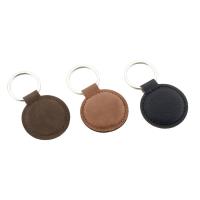 Buy cheap Debossing Logo PU Personalised Leather Keychain Round Zinc Alloy Brown product