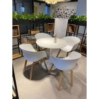 Buy cheap Dust Proof White Chair With Wooden Legs 80cm Polypropylene Outdoor Dining Chairs product