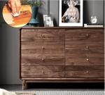 Natural Walnut Solid Wood Entryway Cabinet Wax Polish Minimalist Style