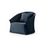 Blue Linen Upholstery Sofa Set , Elegant Lounge Chairs Italian Style