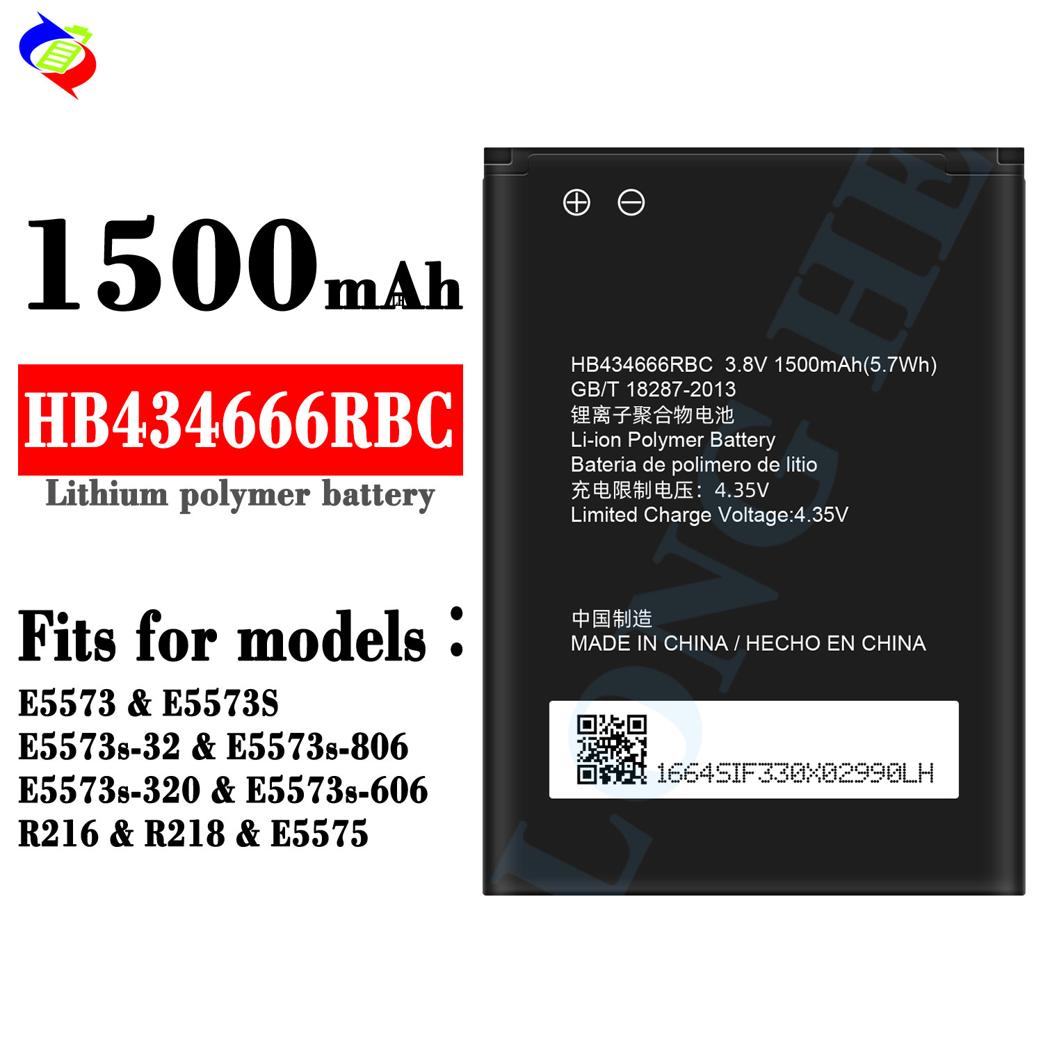 Wholesale HB434666RBC 3.8V 1500mAh Original Mobile Phone Battery for Huawei E5573 E5573S E5575