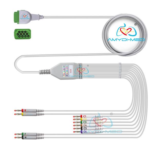 Buy cheap Rectangle 11P 10 Lead ECG Cable Banana One Piece EKG Cable Compatible GE Marquette from wholesalers
