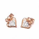 Hot Sale 18K Rose Gold White Gold Heart Stud Earrings for Women Gift (GDE010)