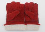 Red Welding Work Gloves , Cow Split Leather Gloves OEM / ODM Service