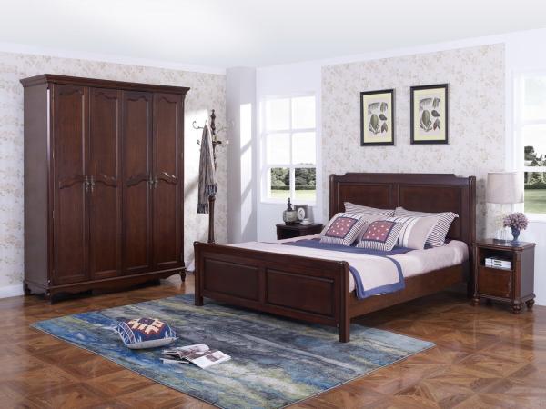 Buy cheap Rubber Wood Furniture Thailand solid wood King/Queen Bed in Leisure American style with Nightstand and Wardrobe from wholesalers