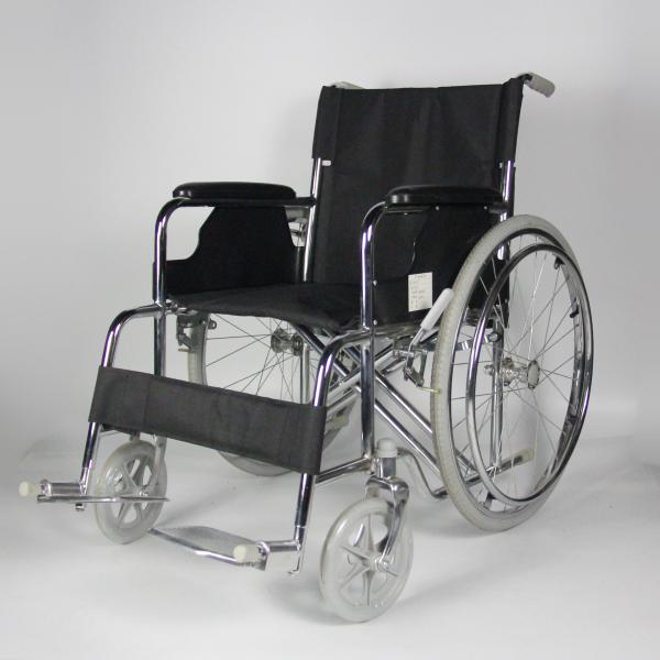Buy cheap Robust Double Crossbar Folding Steel Wheelchair Black Customizable from wholesalers