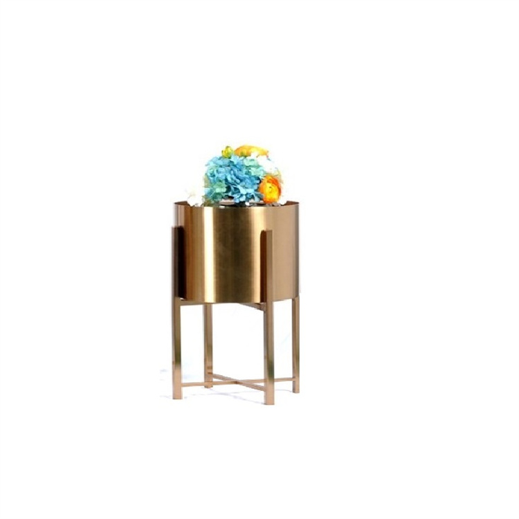 Luxury gold indoor small flower pot with stand removable
