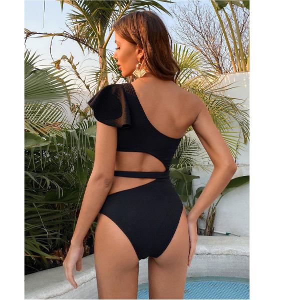 Buy cheap Black Ladies One-Piece Swimsuit Stitching Gauze High Waist Sexy Bikini Women'S Swimsuit hot summer bikini modern style from wholesalers