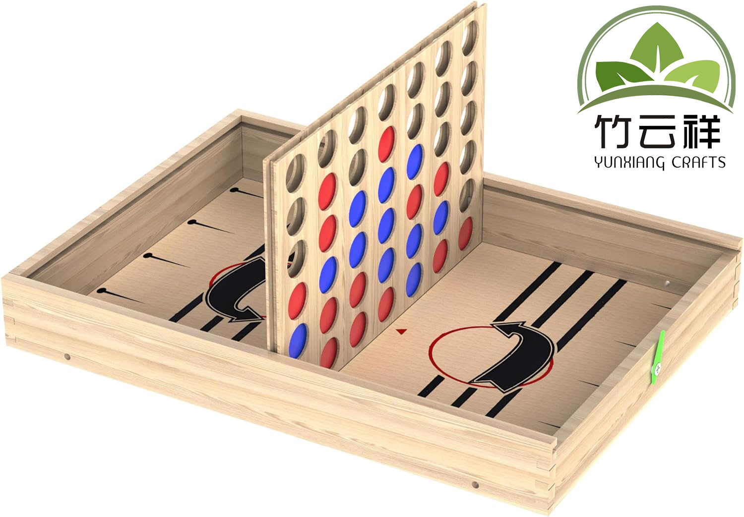 Wooden Board Game Set with Chess, Checkers, Shut The Box, Hockey Game Sling Puck, for Kids