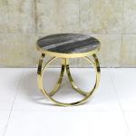 Unique design stanieless steel frame marble top end table round side table for