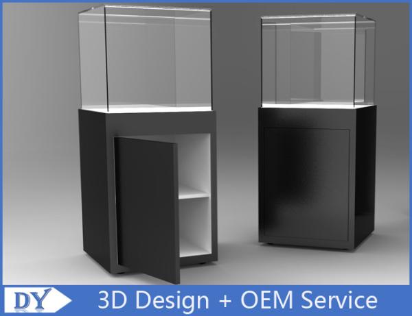 Buy cheap Black Jewelry Pedestal Display Cases With Locks Wooden + Glass + Led lights from wholesalers