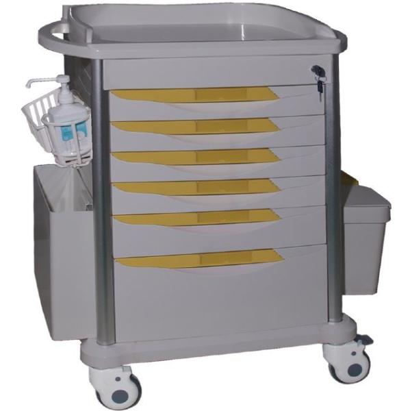 Buy cheap Multifunction Plastic Steel Five Drawer medical trolley cart multiple colour from wholesalers