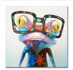 Hand Painted Oil Painting Pop Frog with Glasses on Canvas Wall Art 3D Abstract