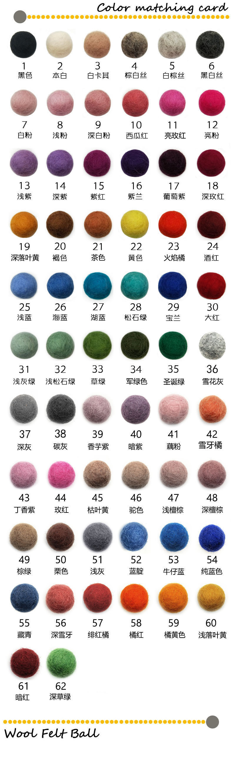 100% Pure Wool Felt Fabric Crafts 2cm Ball Custom Logo For DIY Projects