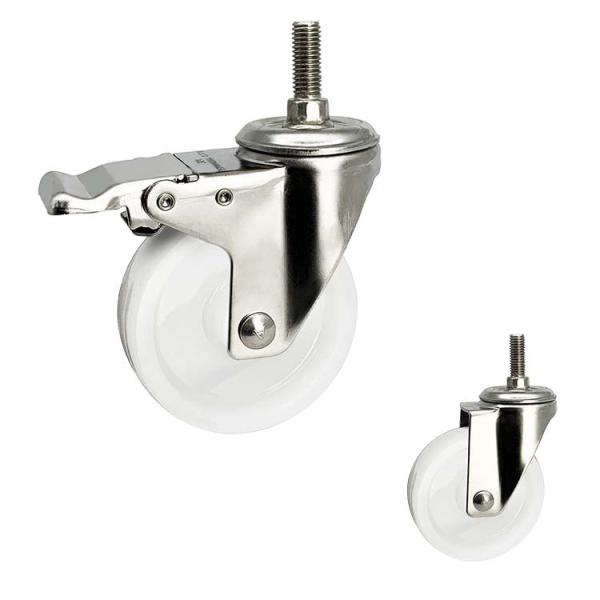 Buy cheap 125mm SS Casters With Double Brake Threaded Stem White Nylon Casters OEM from wholesalers