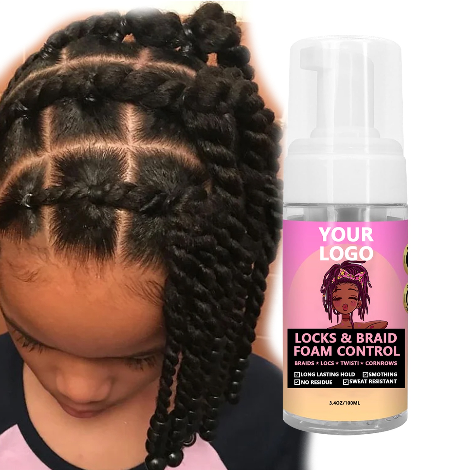 Custom Hair Setting Mousse For Braiding Control Frizz And Define Braids On Black Women
