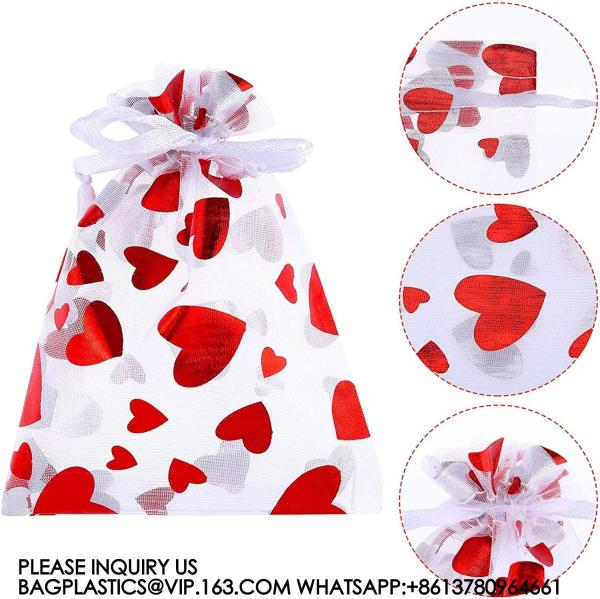 Organza Jewelry Pouches, Pouch Drawstring Bags For Jewelry Packaging Valentine'S