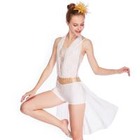 Buy cheap Lyrical Costume Half Skirt Biketard Halter Neck Dance Dress Performance product