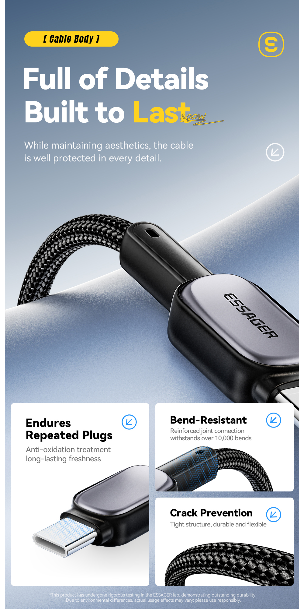 ESSAGER ES-X66 Series 60W 100W USB C to USB C Cable