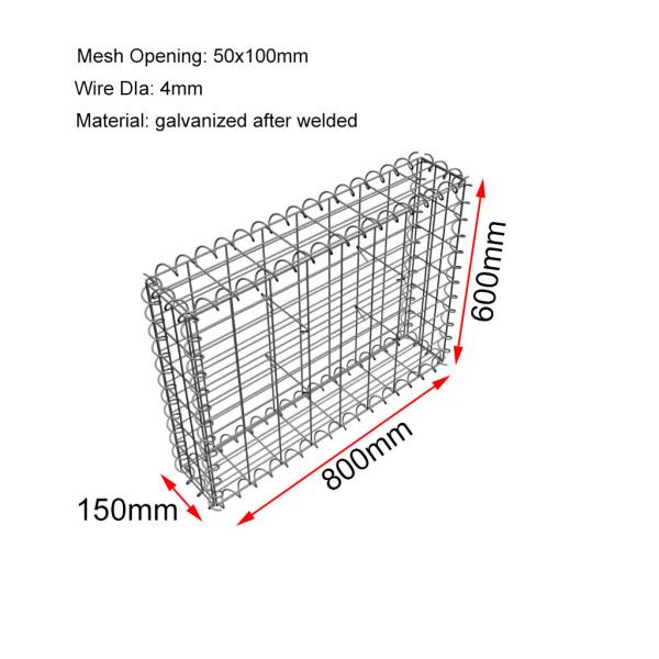 Buy cheap 4mm Galvanized Garden 50x100mm Hole Welded Gabion Wall For Decoration from wholesalers