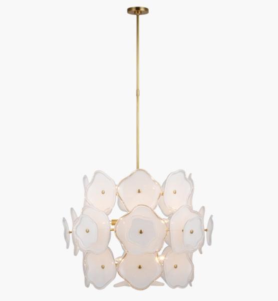 Buy cheap KS 5067 Leighton Large Barrel Chandelier Soft Brass Polished Nickel With Blush/Cream Tinted Class from wholesalers