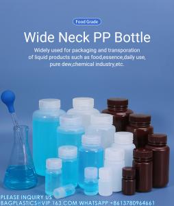China 5ml-1000ml Laboratory PP Wide Mouth HDPE Amber White Sterilization Type Container Reagent Bottle on sale