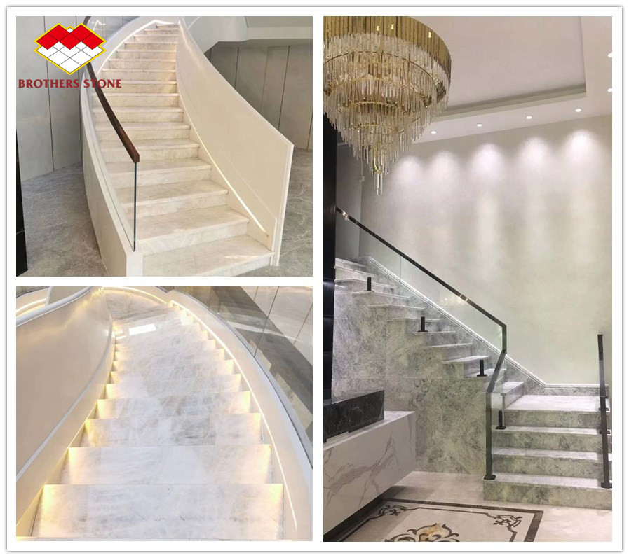Indoor Natural Marble Stone Stair Step Cover with Customized Size and Anti-slip Feature