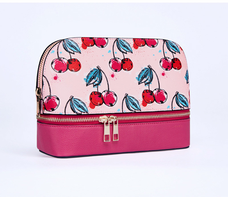 Women Waterproof PU Leather Portable Travel Makeup Bag With Mirror