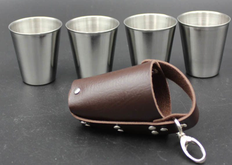 High Grade Metal Wine Cup Pu Skin Pat For Men European Style Logo Printable