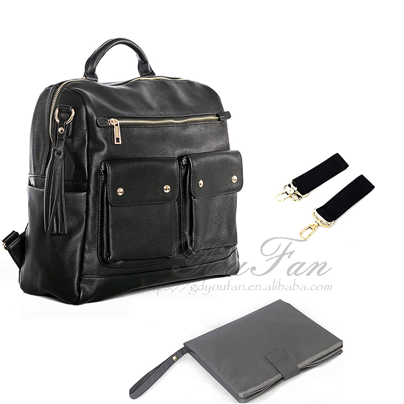 Stylish Travel Bag for Parents Faux vegan leather diaper bag