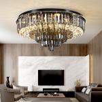 Luxury Led Ceiling Chandelier For Living Room Big Crystal Lamp Smoke Grey