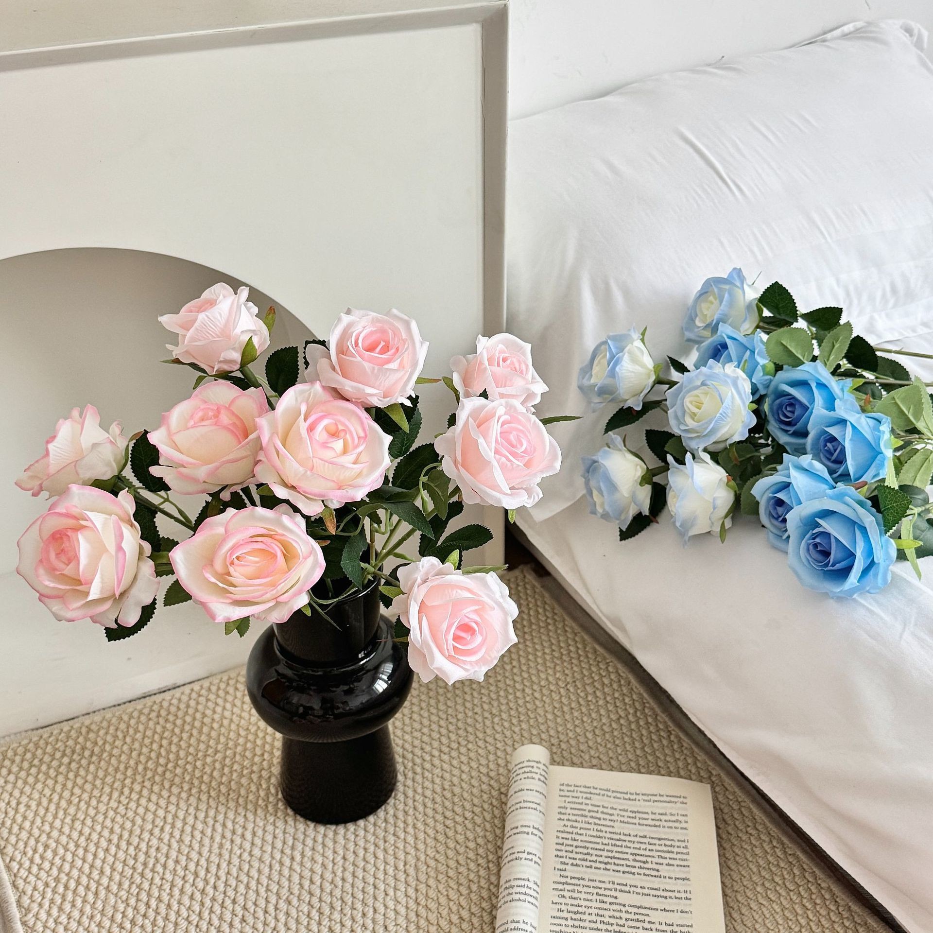 Real rose bouquet, single fake flower, home decor, living room dining table decoration, wedding hall flower arrangement, decoration, flower arrangemen