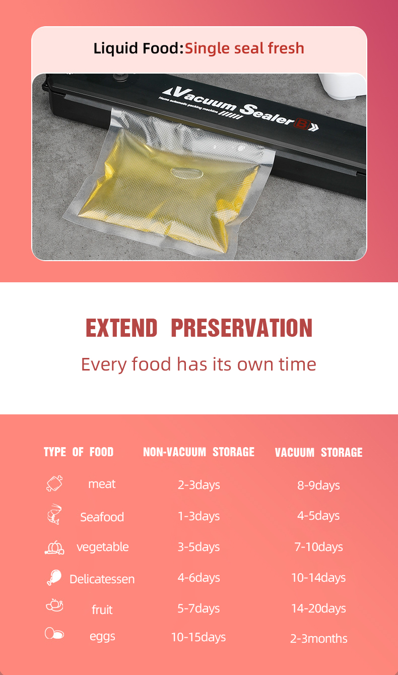 Super Suction Automatic Suction Vacuum Food Sealers for Home Hotel Restaurant in Black
