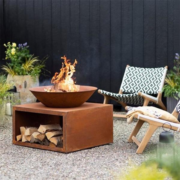 Buy cheap Outdoor Garden Modern Rusty Corten Steel Fire Bowl With Log Storage from wholesalers