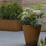 Outdoor Garden Metal Flower Pots Tapered Cylinder Corten Steel Conical Planters