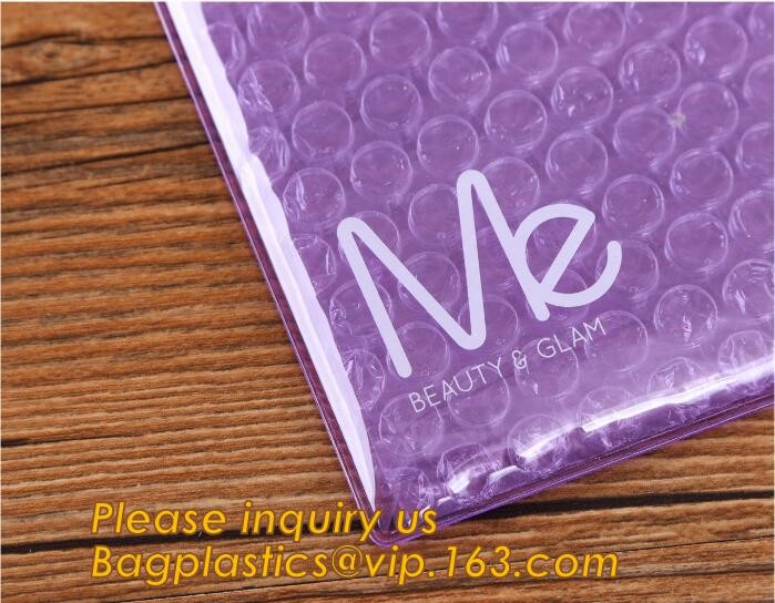 Cosmetic Pink Slider Padded Bag/Holographic k Bag With Bubble,Holographic Metallic Zipper Bubble Bag/Slider Padded