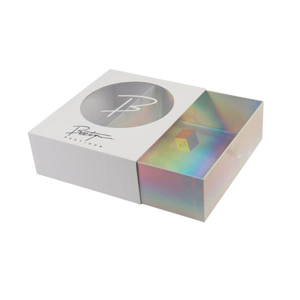 Buy cheap Custom Order Clear Window Rigid Cardboard Luxury Holographic Paper Gift Box for Cosmetics from wholesalers