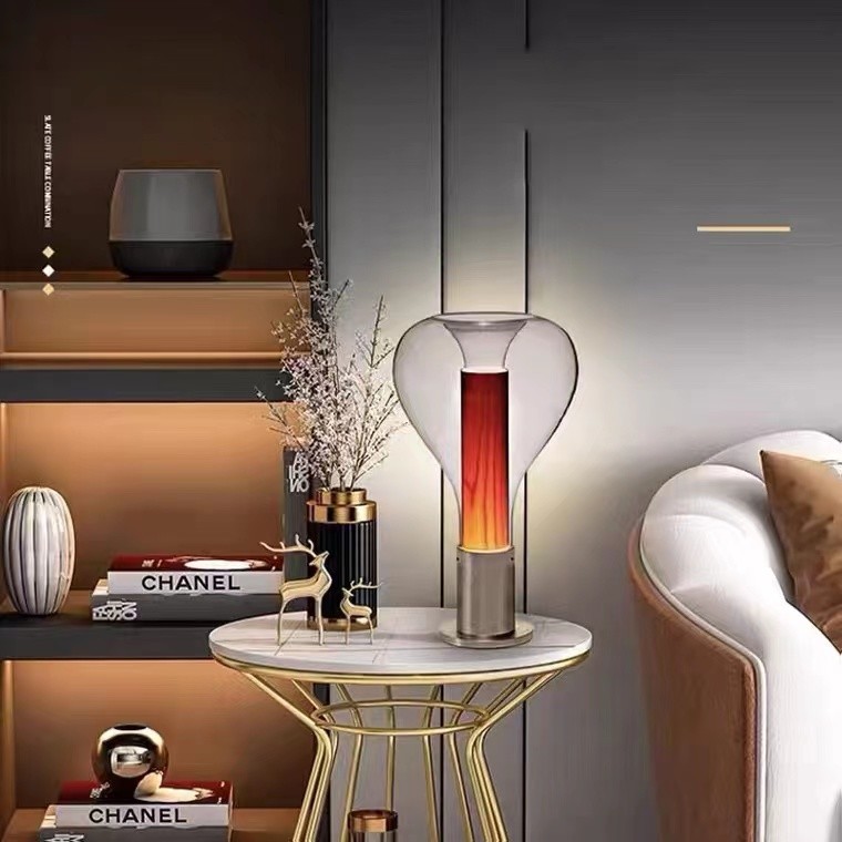 Classic Home Decor Bedroom Portable Table Lamp Amber Decor Glass Shade bedroom table lamps
