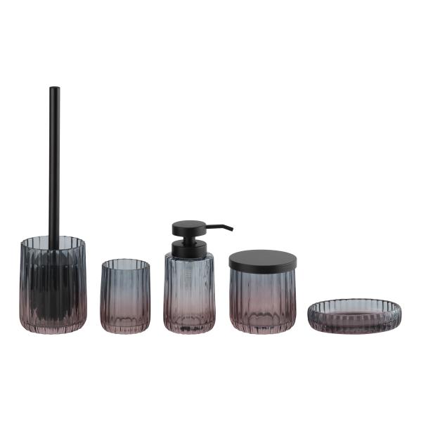 Buy cheap 2 Tone Glass Washroom Accessories Set Vertical Stripe Blue Pink Dual Color Refillable Lotion Pump from wholesalers