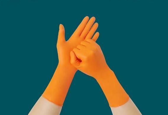 Buy cheap Household Orange Nitrile Disposable Gloves 7g Gram 30CM Industrial Cleaning from wholesalers