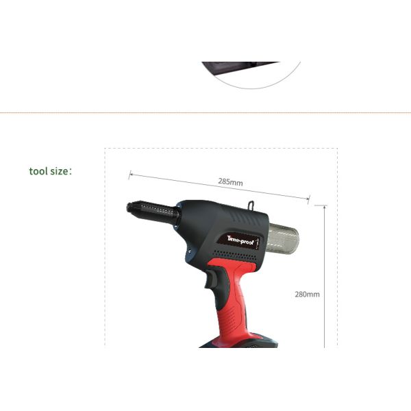 Blind RIvets 2.4mm - 5.0mm Cordless Battery Rivet Gun 21 mm Stroke