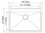 Durable Single Bowl Top Mount Sink , Handmade Stainless Steel Sink Brushed