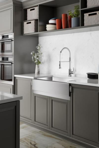 Quality Polished Surface Apron Stainless Steel Kitchen Sink Undermount Installation for sale