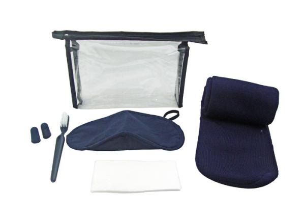 Buy cheap Five Contents Blue Airline Amenity Kits / PVC Pouch Travel Kits For Flying from wholesalers