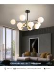 Loft Vintage Loft Chandelier E27 Round Ball Light Ceilling Lamp Black Gold