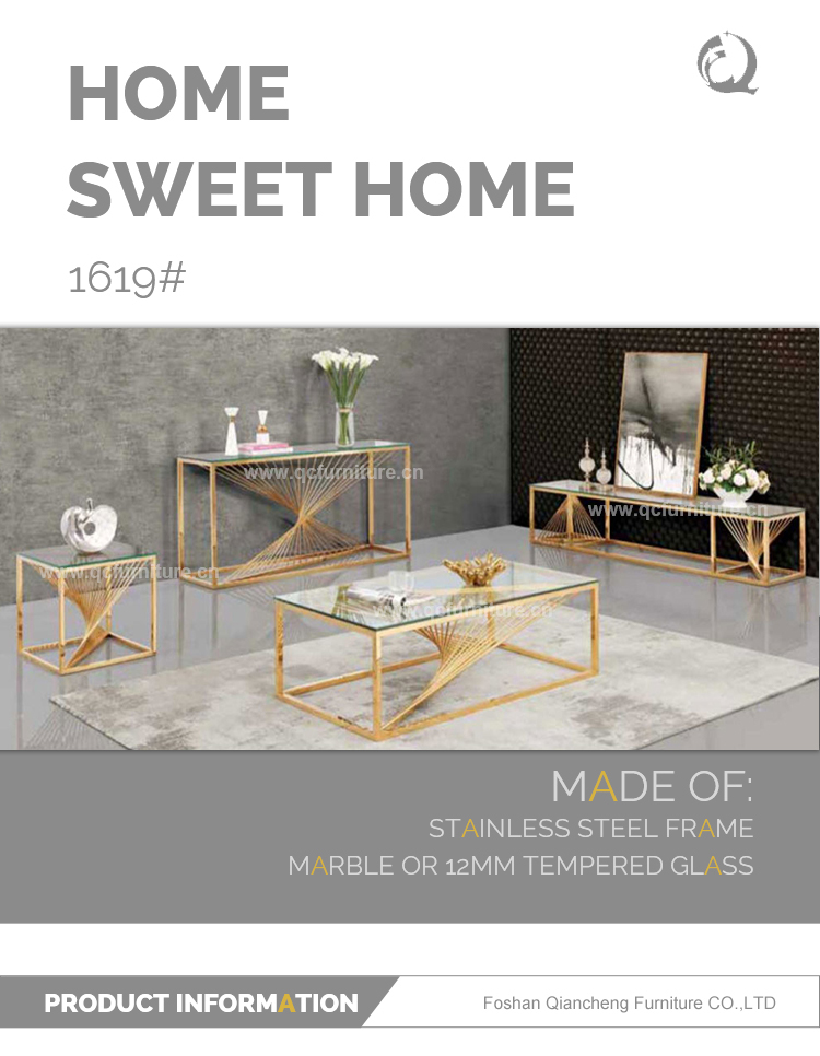 Tempered Glass 150x45x85cm SS Console Table French Style Gold Metal Legs