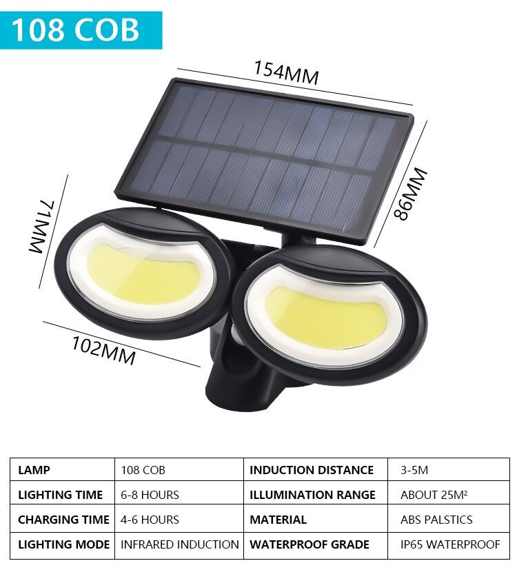 6000-6500K 20W 500LM Pir Motion Sensor Solar Security Spotlight